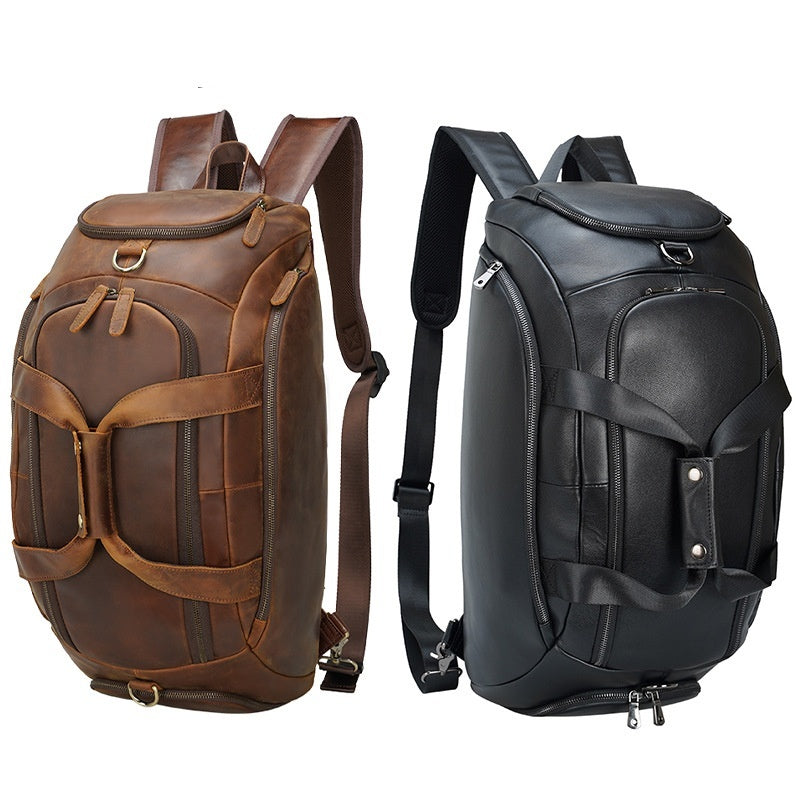 Men's Retro Cowhide Outdoor Large Capacity Backpack