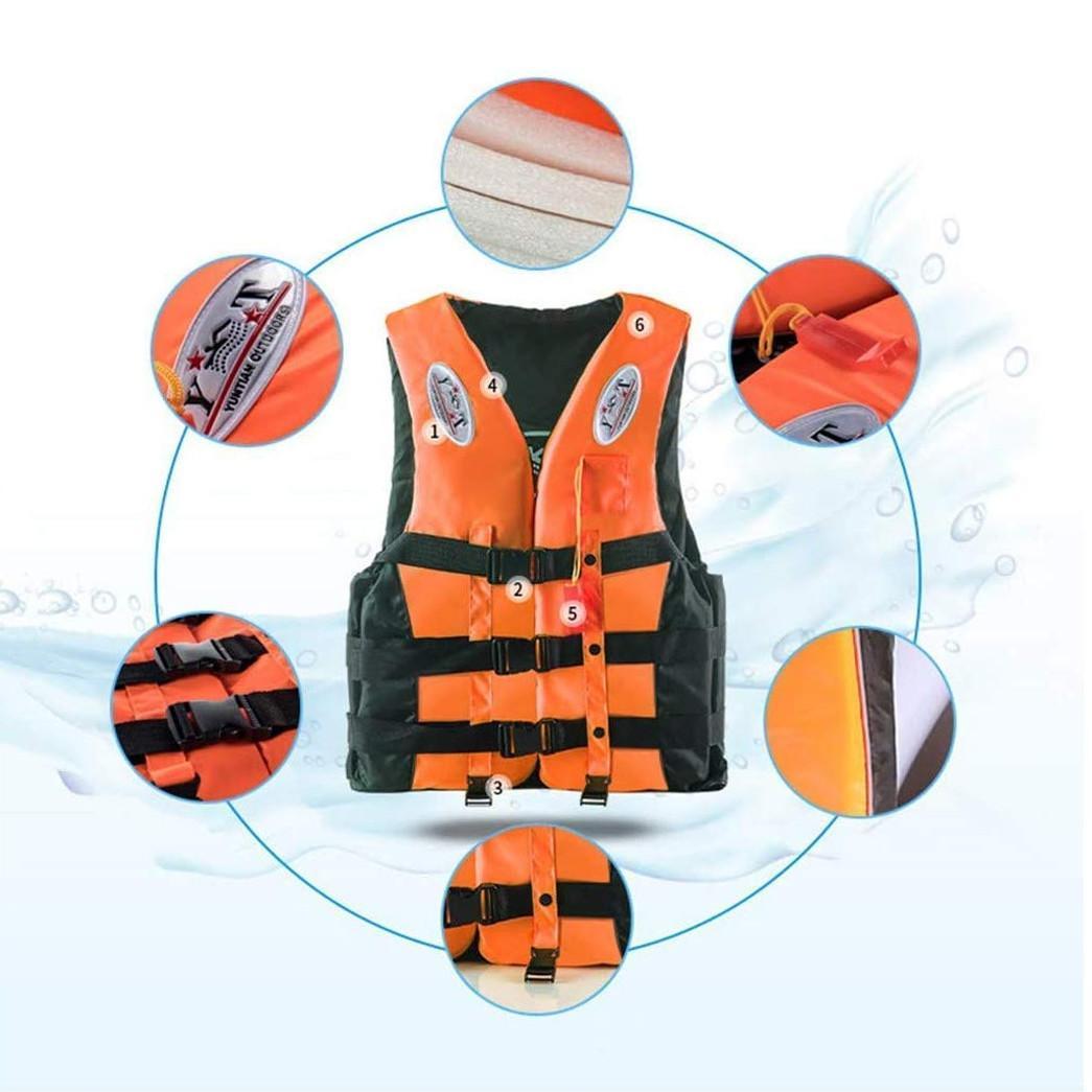 Adult Large Size Swim Jacket High Visibility 3 Belt Swim Vest with Reflecting Tape - 46 x 54cm