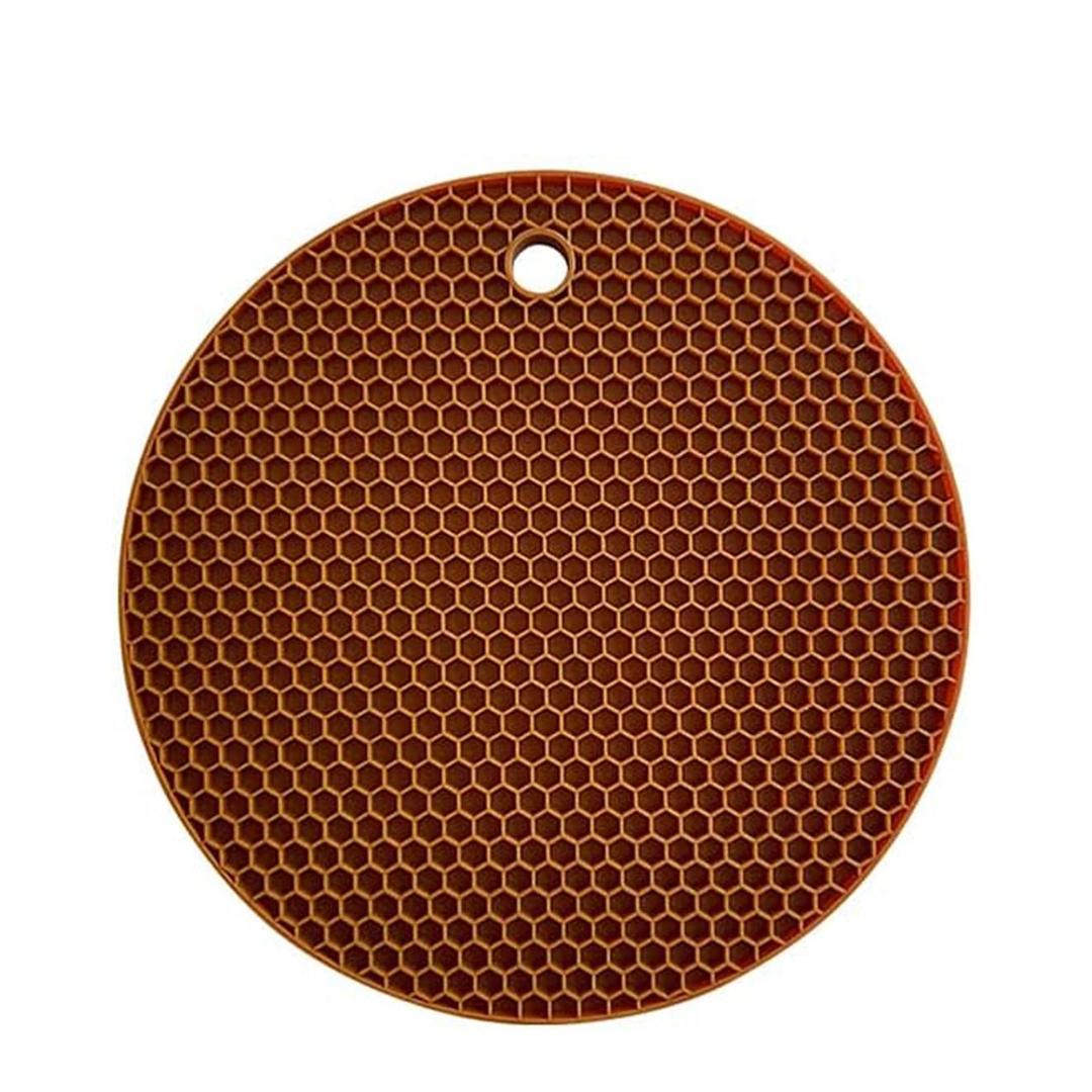 Non-Slip Silicone Trivets Mat Set of 2 Multi Purpose Drying Mats, Heat Resistant to 464°F, Brown