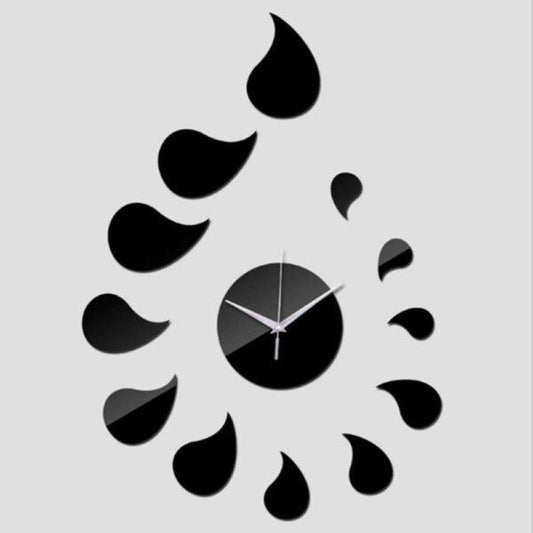 Acrylic Mirror Clock Modern Abstract Water Drops