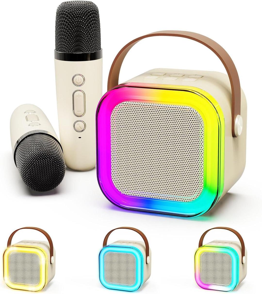 Mini Portable Karaoke Machine with Bluetooth Speaker & 2 Wireless Microphones